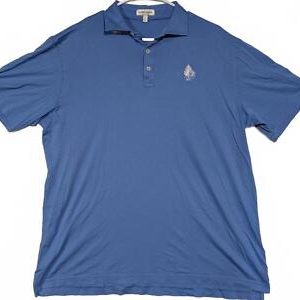 Peter Millar Golf Polo Shirt Blue Short Sleeve Casual 1896 Mens Large