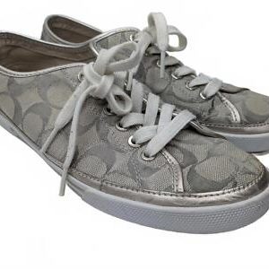 Coach Edith Stylish Coach Casual Sneakers Silver Grey 8.5 M F0007/A08