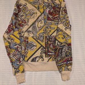 Champion Hoodie Vibrant Paisley Reverse Weave Yellow Red Handkerchief Mens Med