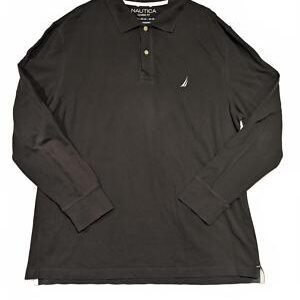 Nautica Long Sleeve Polo Shirt - Classic Fit XL Black