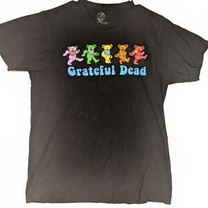 Grateful Dead Dancing Bears Black T Shirt 2021 Medium Short Sleeve Mens Cotton