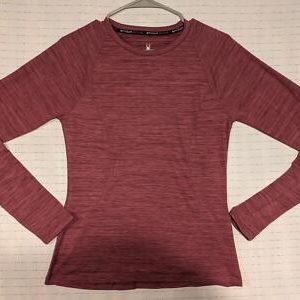 Spyder Active Shirt Mens Small Burgundy Hidden Side Pocket Base Layer Thumbhole
