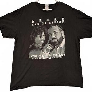 Drake and 21 Savage Tour Black T-Shirt Its All A Blur Tour 2023 Mens XL