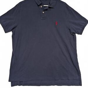 Ralph Lauren Men's Polo Shirt Navy Blue Mens XL 100% Cotton Red Pony
