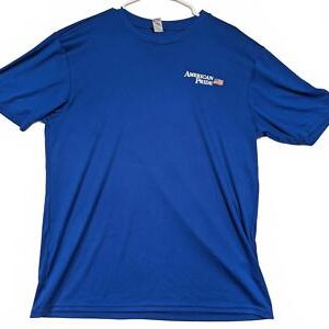 American Pride Performance T-Shirt Blue Mens Large 100% Polyester Patriotic Flag
