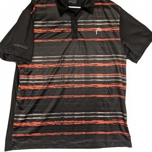 Head Athletic Golf Polo Black Red Striped Performance Shirt 2XL Mens