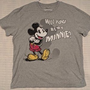 Disney Mickey Mouse Will You Be My Minnie Graphic T-Shirt Gray Mens XL