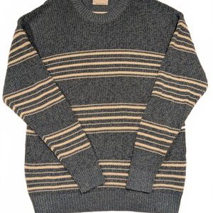 Old Navy Blue White Striped Knit Sweater Crewneck Pullover Mens Large