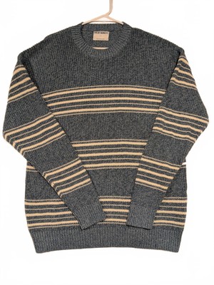 Old Navy Blue White Striped Knit Sweater Crewneck Pullover Mens Large