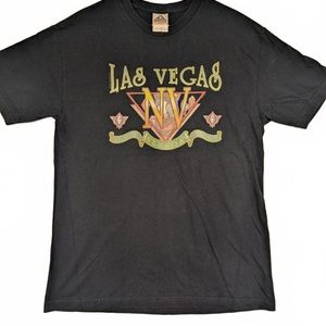 Las Vegas Neon Sign Graphic T-Shirt Black Short Sleeve Size Large Mens