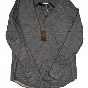 Emporio Armani Blue Geometric French Collar Dress Shirt Mens Large NWT