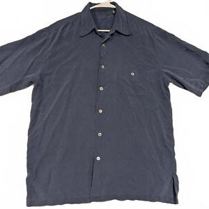 Tori Richard Short Sleeve Shirt Embroidered Palm Tropical Hawaiian 100% Silk