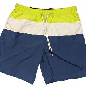 Nautica Color Block Swim Shorts Mens Large 33x7 100% Nylon Polyester Lining