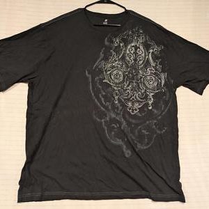 J. Ferrar Graphic Tee Short Sleeve Baroque Design Men 2XLT Black Cotton