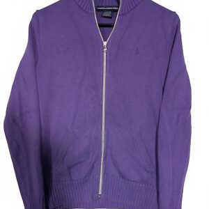 Ralph Lauren Golf Womens Purple Zip Collared Sweater Size Small Cotton Knitted