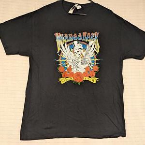 Voodoo Rock World Tour Cotton Graphic Tee Skeleton Roses Men Large Black Shirt