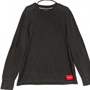 Calvin Klein Thermal Shirt Waffle Knit Black Pullover Top Men's Large