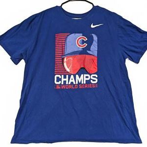 Nike Cubs 2016 World Series Champs Tee Graphic T-Shirt Blue Men's XXL