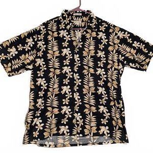 Pierre Cardin Stylish Hawaiian Floral Short Sleeve Shirt Size Large 100% Cotton