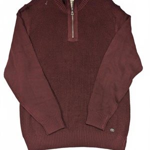 Weatherproof Vintage Burgundy 1/4 Zip Sweater Holiday Pullover Mens Large