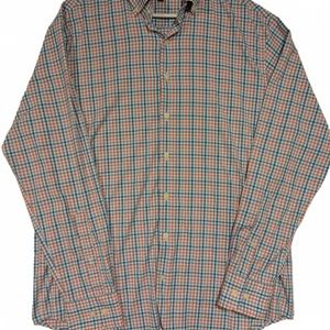 Peter Millar Summer Comfort Plaid Button Down Shirt Blue Red White Mens Large