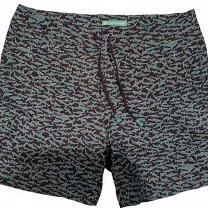 Tori Richard Shark Print Swim Trunks Board Shorts Men's 32 Blue 35x6