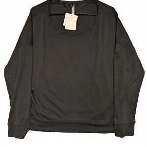 Fabletics Sleek Knit Boat Neck Pullover Black Long Sleeve Womens Medium NWT