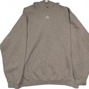 Adidas Gray Pullover Hoodie Sweatshirt Kangaroo Pocket Mens XXL Center Logo