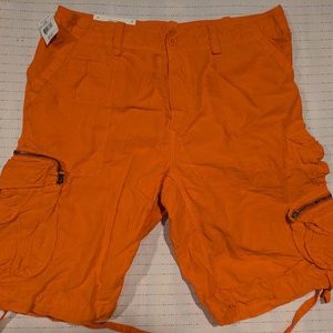 Polo Ralph Lauren Bright Orange Linen Silk Utility Cargo Shorts Mens 38 38x11