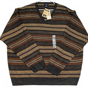 Dockers Soot Marled Striped V Neck Sweater Extra Soft Acrylic Mens 4XL