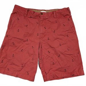 Izod Saltwater Anchor Embroidered Chino Shorts Coral Men’s 34×10 Inseam