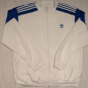Adidas Originals Track Jacket White Blue Trefoil Logo Full Zip Mens 3XL 2004