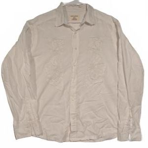 DKNY Jeans Embroidered Button Shirt White Mens Size XL
