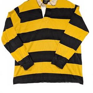 Charted Apparel Rugby Shirt Yellow Black Stripe Long Sleeve Mens Size XL
