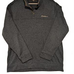 Eddie Bauer Radiator Fleece Mock Snap Pullover Blue Mens Size XL Warm Layer