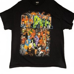 Marvel Superheroes Comic Book Graphic Tee Black Avengers Hulk Mens Large