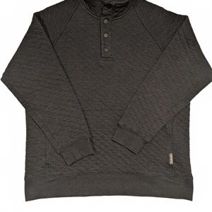 Eddie Bauer Quilted Snap Pullover Gray Mock Neck Sweatshirt Mens Medium