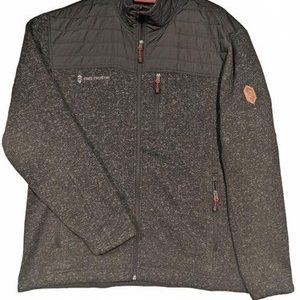 Free Country Zip Up Knit Hybrid Jacket Quilted Chest Mens XL Charcoal Gray
