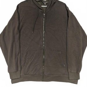 Eddie Bauer Full Zip Hoodie Olive Green Fleece Lined Sweatshirt Mens XL