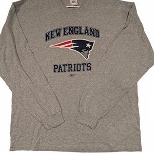 Reebok Patriots NFL Long Sleeve Graphic T-Shirt Gray Athletic Mens XL