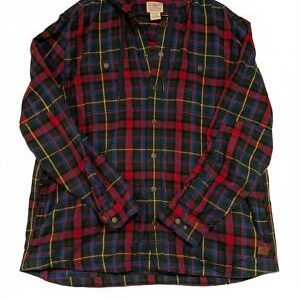 LL Bean Vintage Plaid Hooded Shirt Slightly Fitted 508169 Mens XL