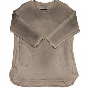 Lori Goldstein Logo Life Long Sleeve Top Pockets Womens Small Smokey