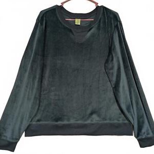 Honeydew Velvet Velor Pullover Soft Sweatshirt - XL Aqua Polyester
