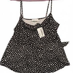 Juniper Bleu Floral Camisole Top - Black with White Flowers