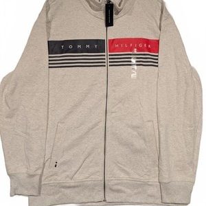Tommy Hilfiger Fall Basics Zip Track Jacket Red Navy Stripe Mens XXL NWT