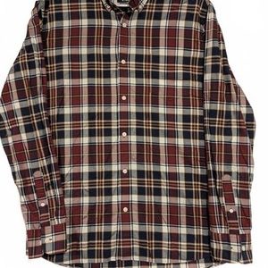 1901 Classic Fit Plaid Button Down Shirt Burgundy Navy Check Mens XL Cotton