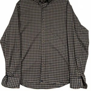 UNTUCKit Blue Gray Gingham Stretch Button Down Long Sleeve Shirt Mens XL