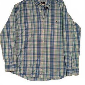 Vineyard Vines Classic Fit Tucker Green Blue Plaid Stretch Shirt Mens XL