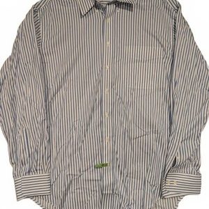 T Harris London Blue White Stripe Button Down Shirt Long Sleeve Cotton Mens XL