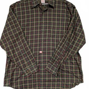 Brooks Brothers 346 Tartan Plaid Button Down Shirt Green Red Mens XL